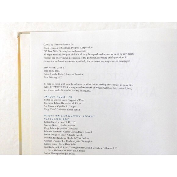 Weight Watchers Annual Recipes for Success 2003 Cookbook Hardcover - Picture 3 of 4